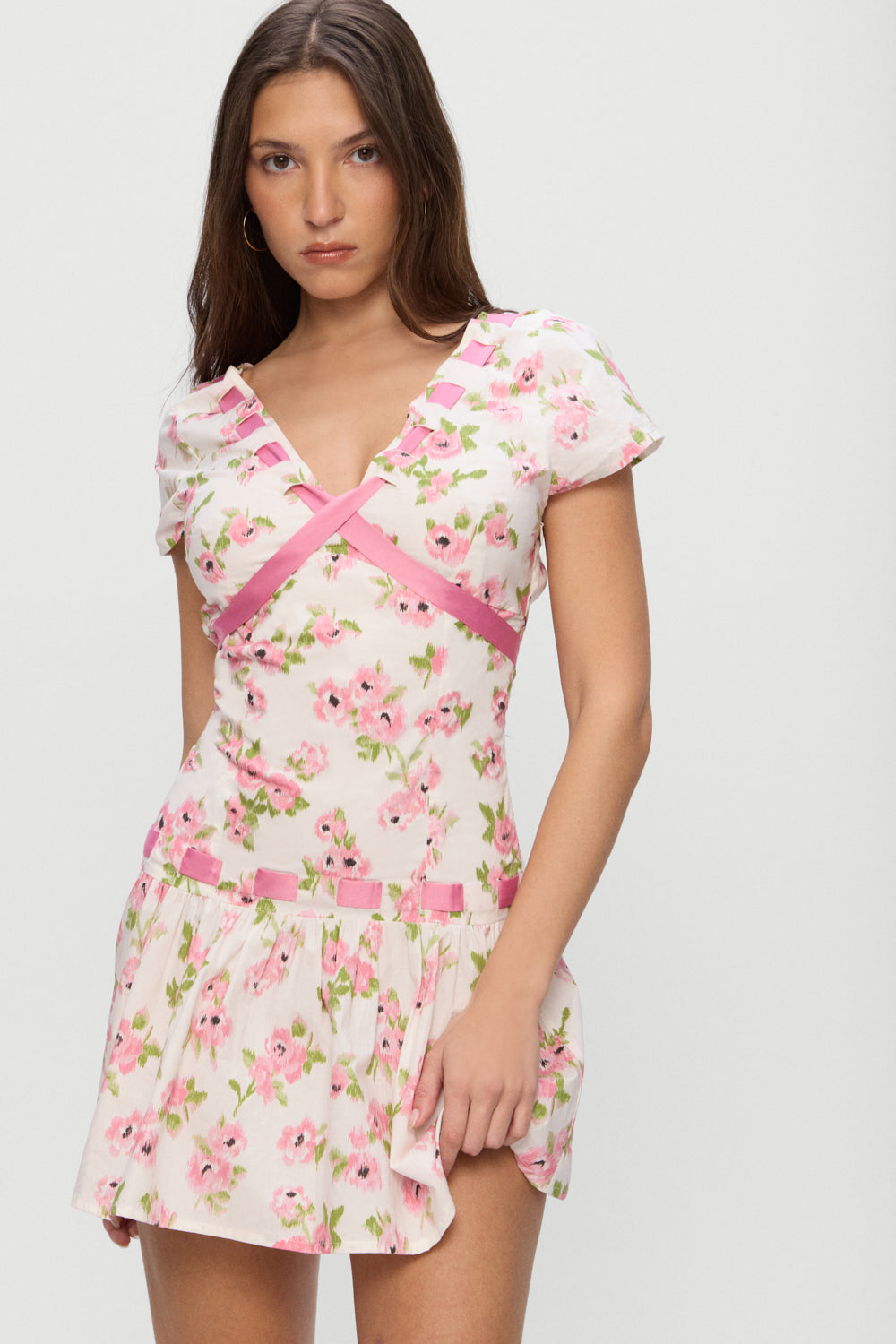 Frankies Bikinis Belladonna Cotton Floral Mini Dress - Rosebush