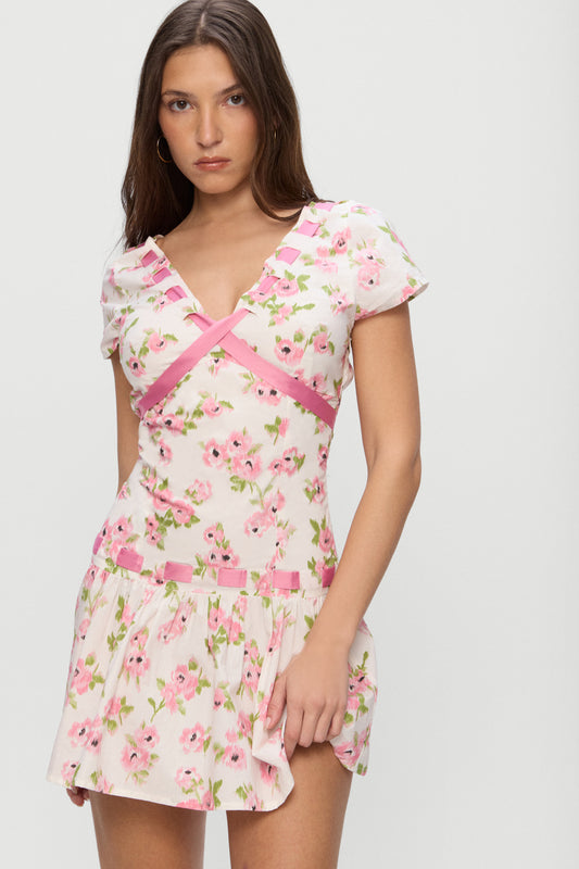 Product--Belladonna Cotton Floral Mini Dress - Rosebush