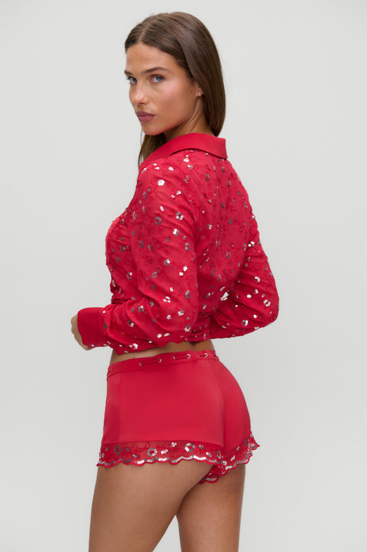 Product-Hover--x Devon Lee Carlson Bestie Satin Shorts - Beach House Bloom