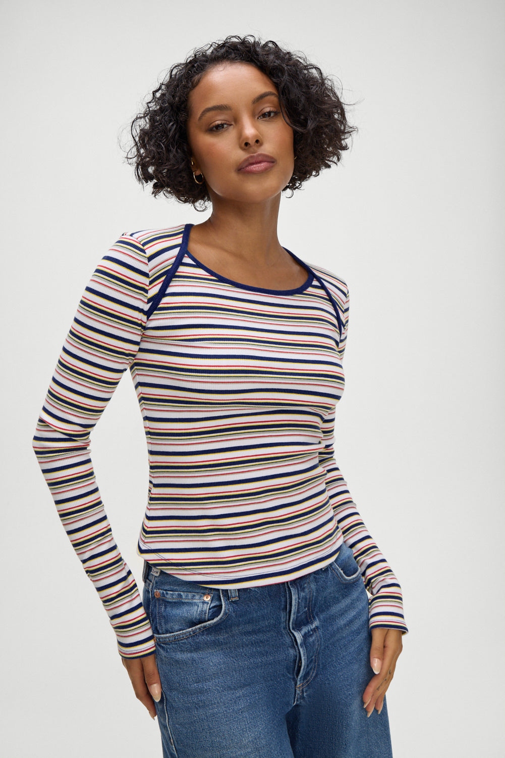 Blair Striped Long  Sleeve Shirt  Love Stripe