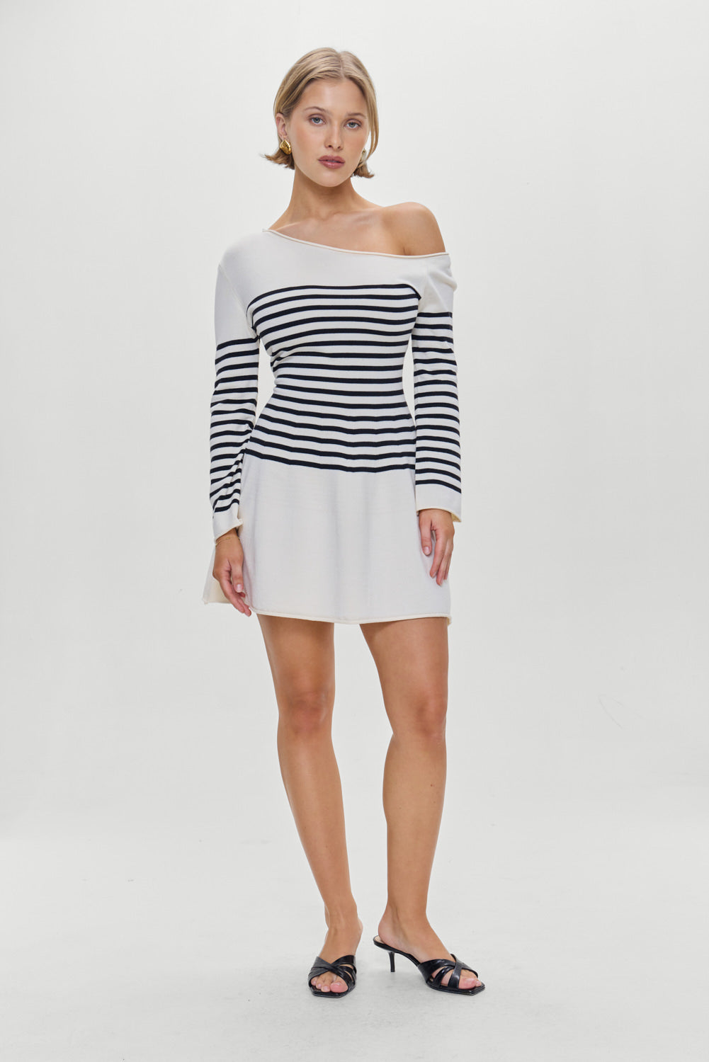 Boardwalk Off Shoulder Mini Dress  Ivory