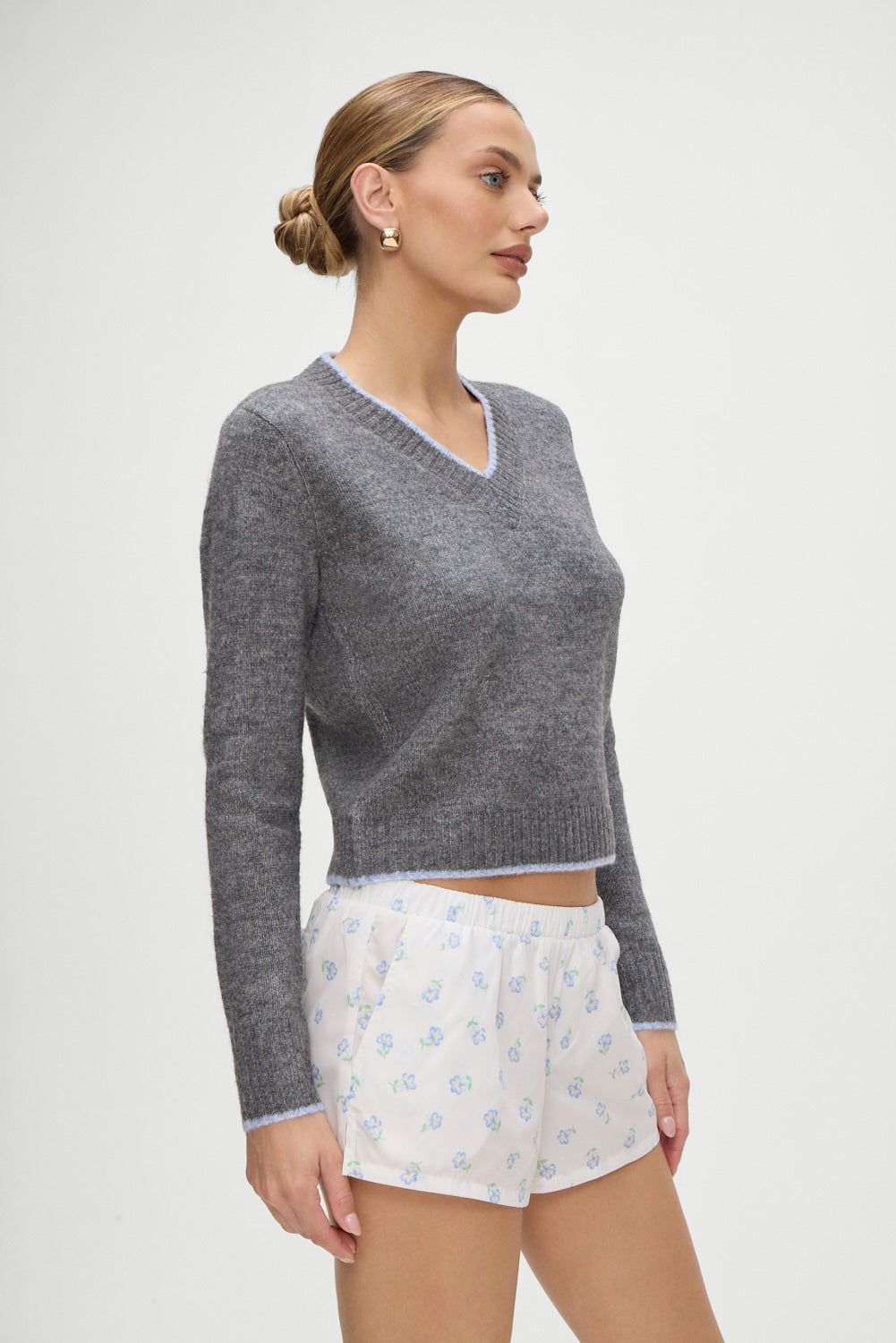 Brentwood V Neck Sweater  Winter Sky