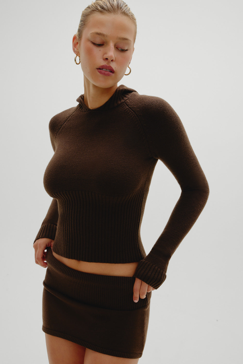 Briar Knit Mini Skort  Chocolate Brown