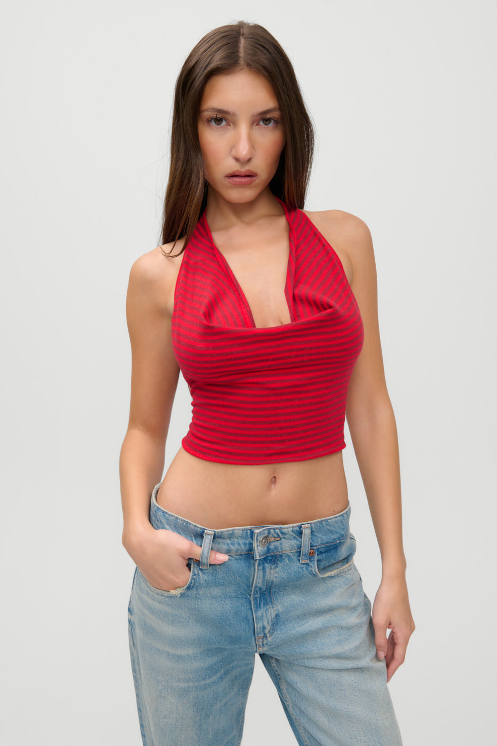 x JENNIE Briar Knit Halter Top  Spring Stripe