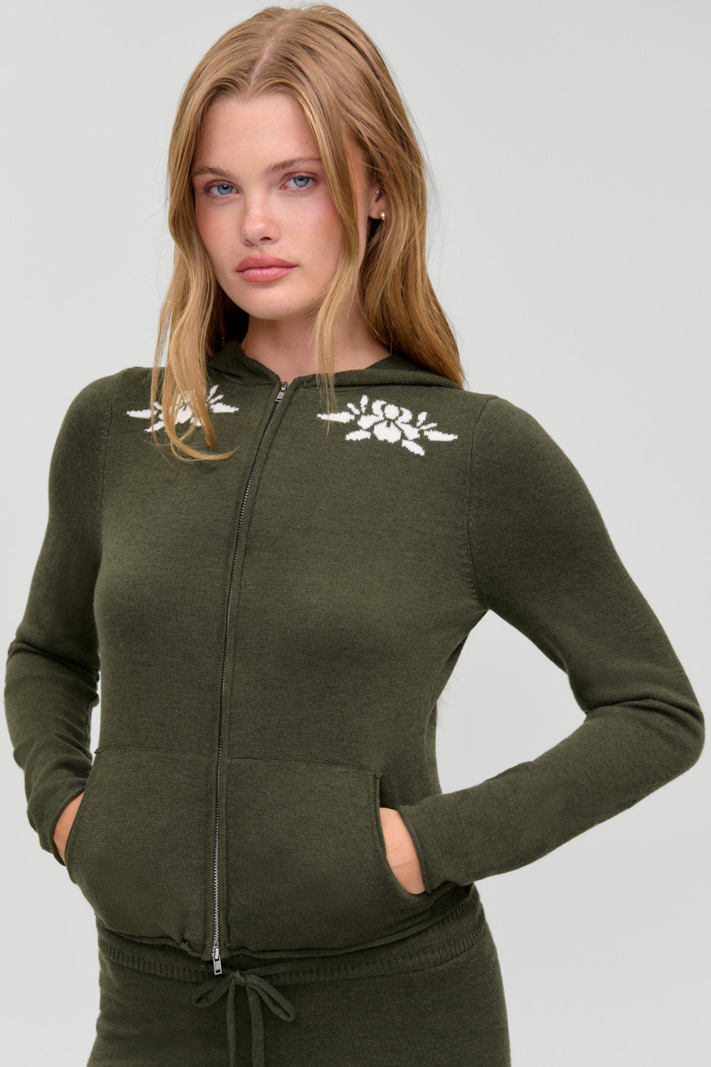 Calvin Knit Zip Up Hoodie  Alpine Flower