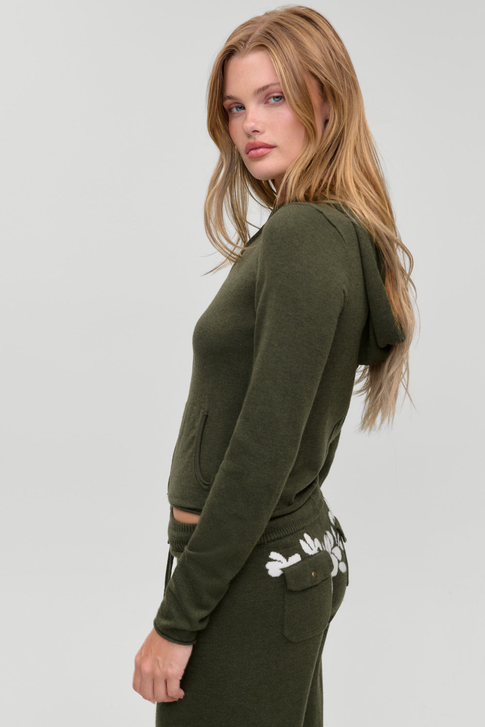 Calvin Knit Zip Up Hoodie  Alpine Flower