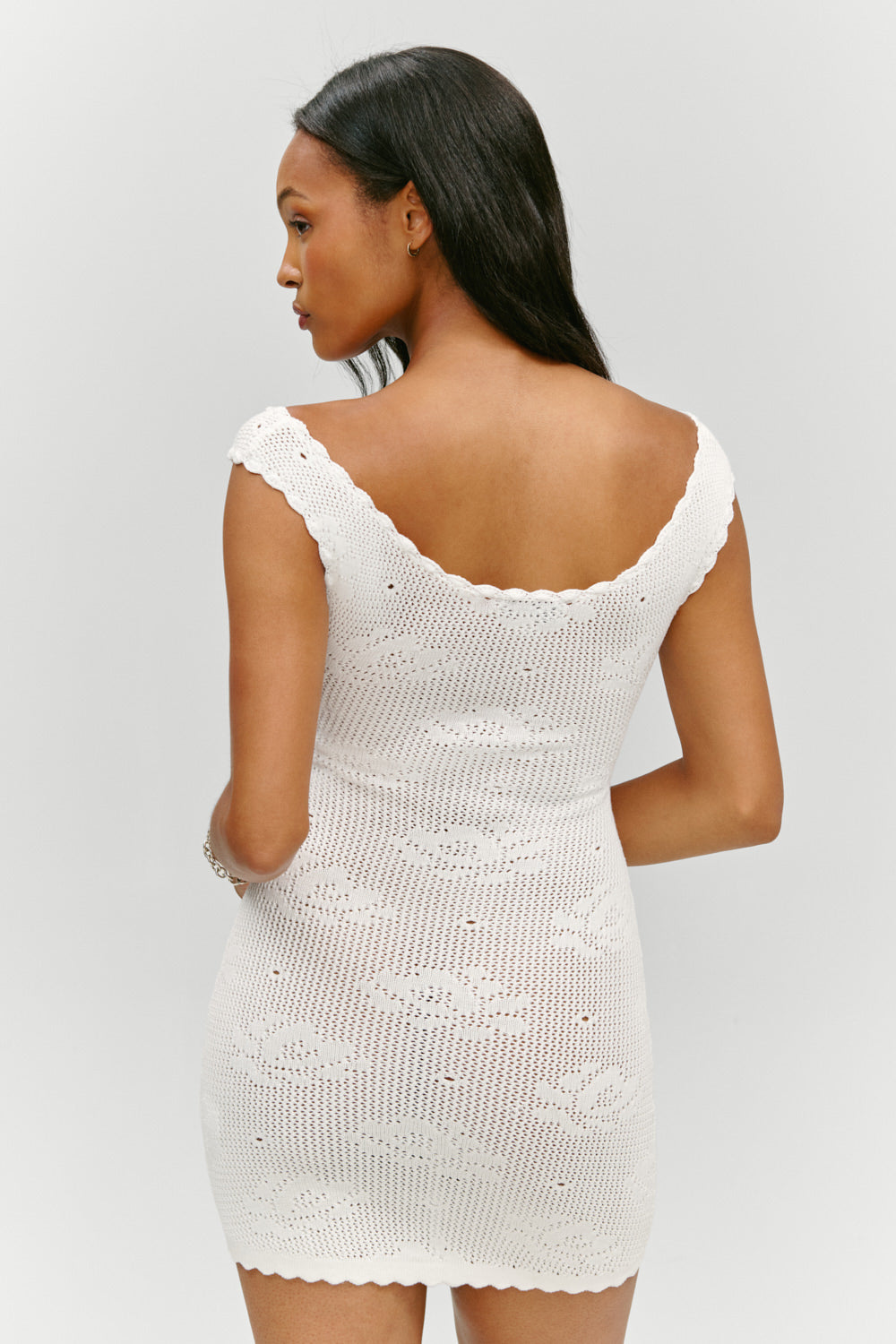 Cameron Crochet Mini Dress  White Rose