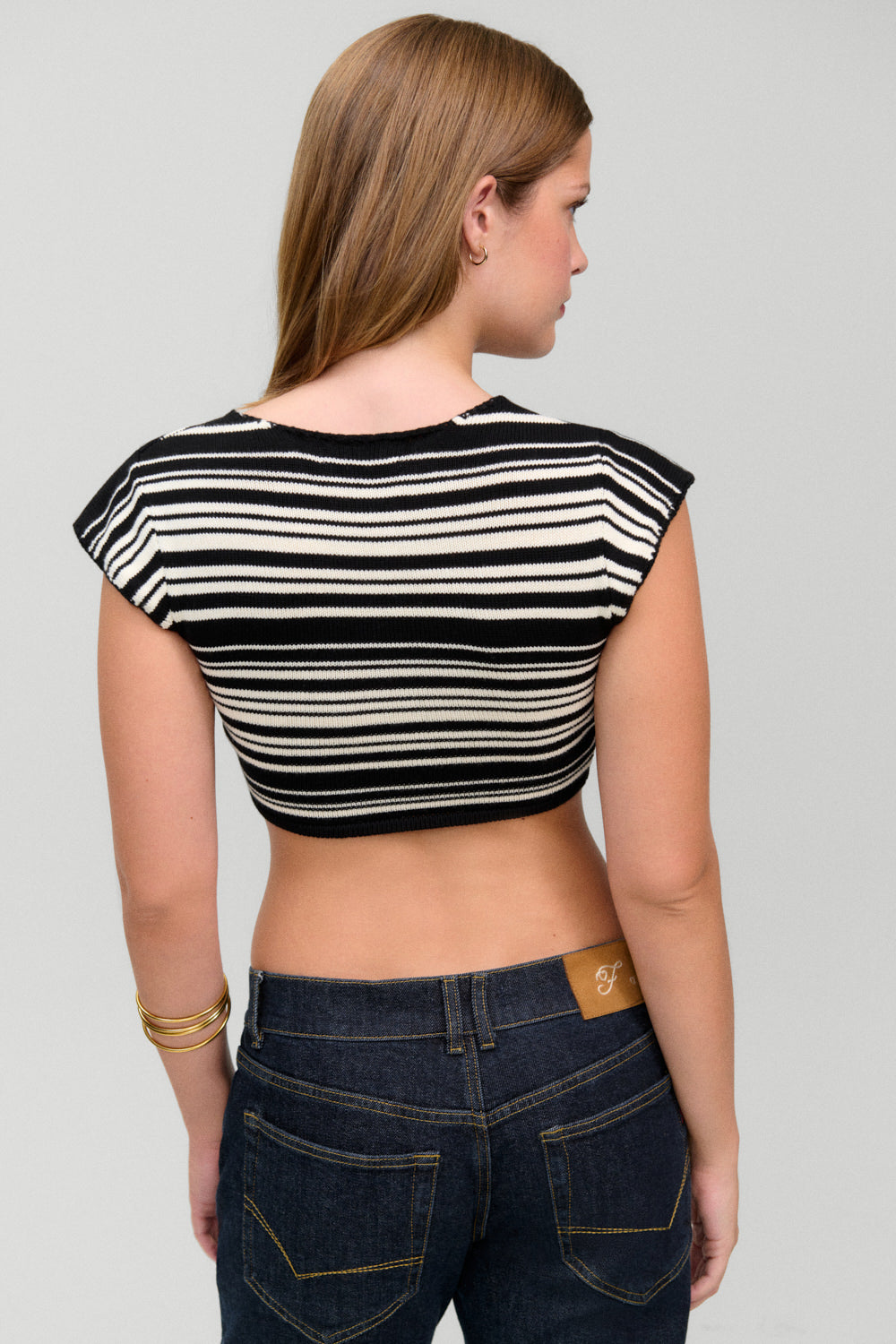 Carson Cotton Knit Tie Front Top  Night Stripe