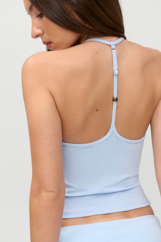 Product-Hover--x JENNIE Chantal Cotton Halter Top - Powder Blue