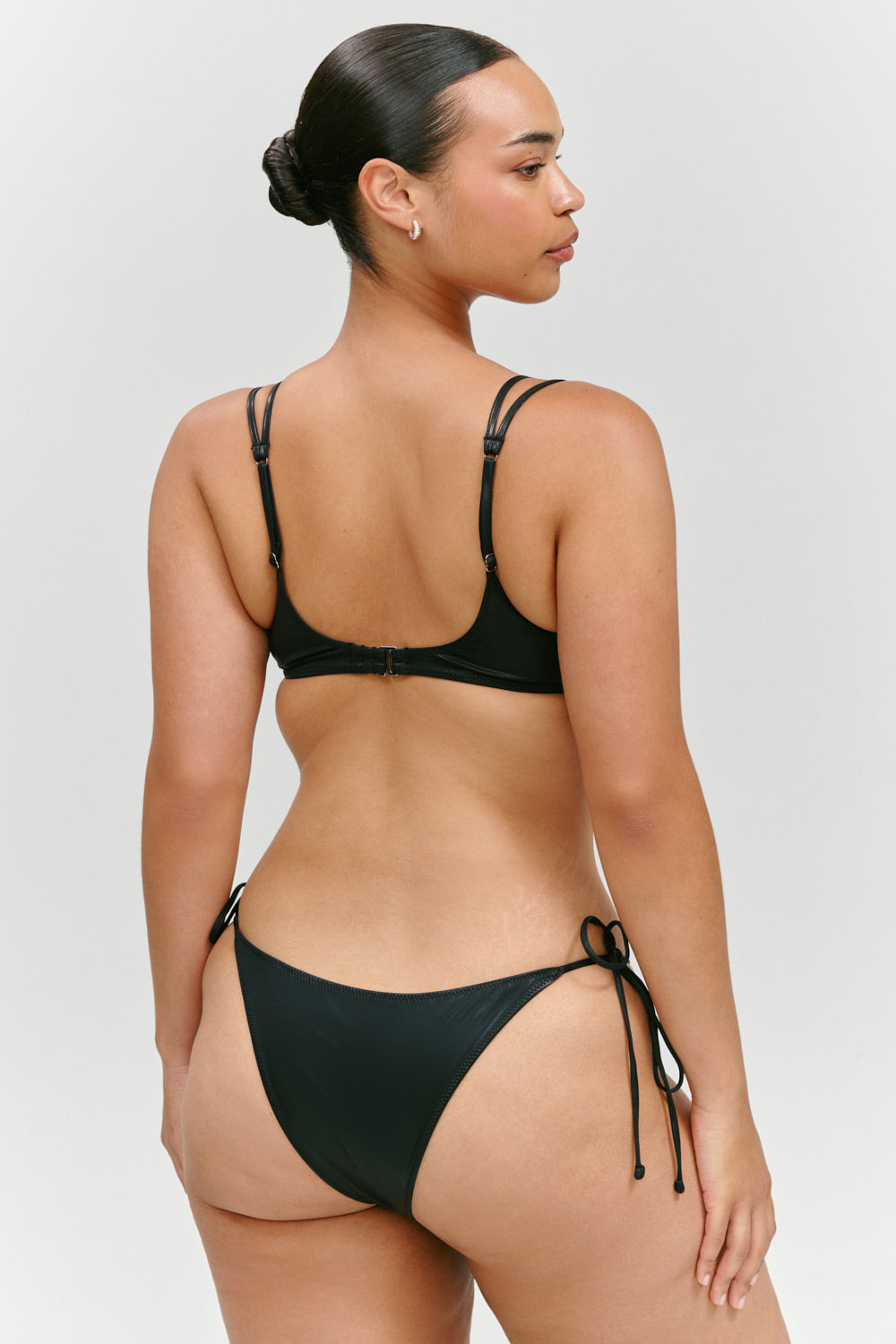 x KHY Mackenzie Metallic String Bikini Bottom  Black Chrome
