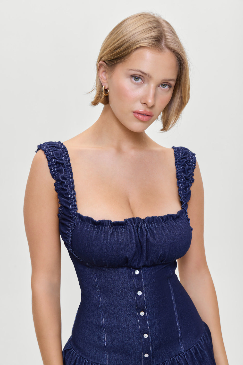 Christa Denim Mini Dress - Blue Denim Christa Denim Mini Dress - Blue Denim