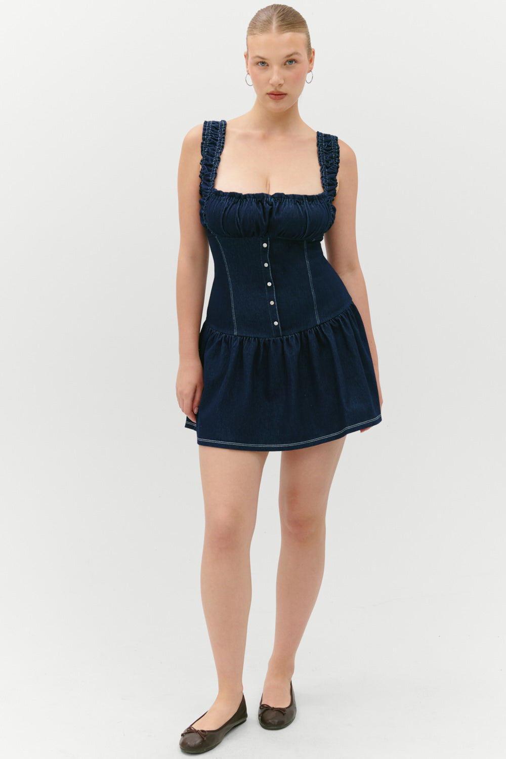Christa Denim Mini Dress  Blue Denim