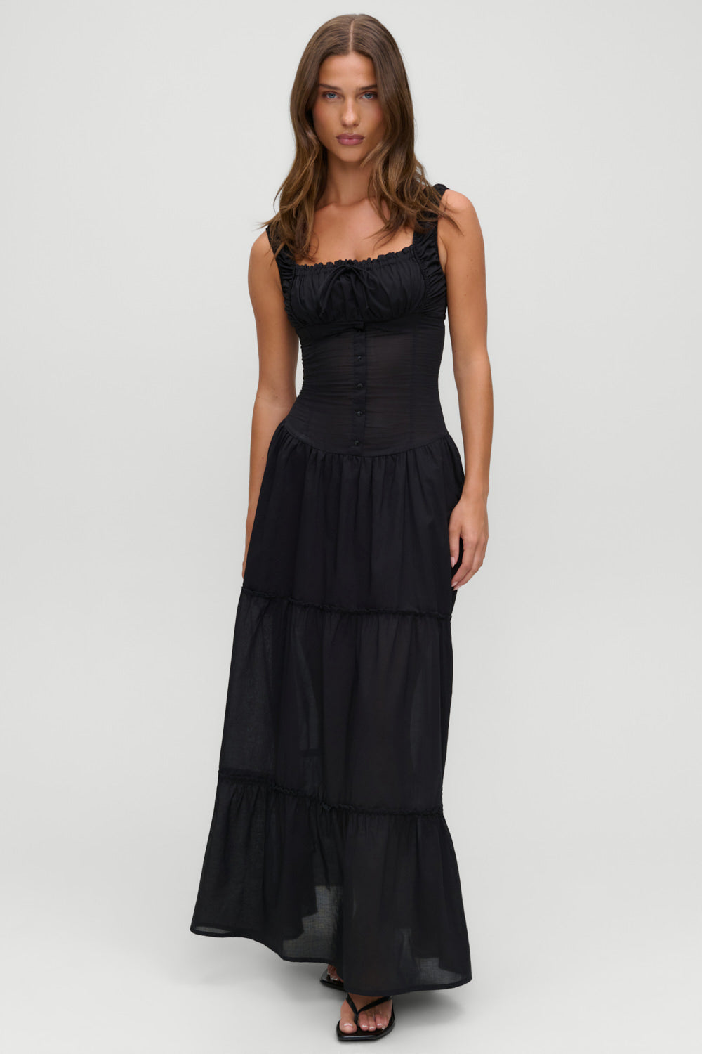 Christabelle Ruffle Maxi Dress  Black