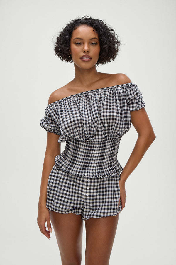 Cider Blouse in Black Gingham