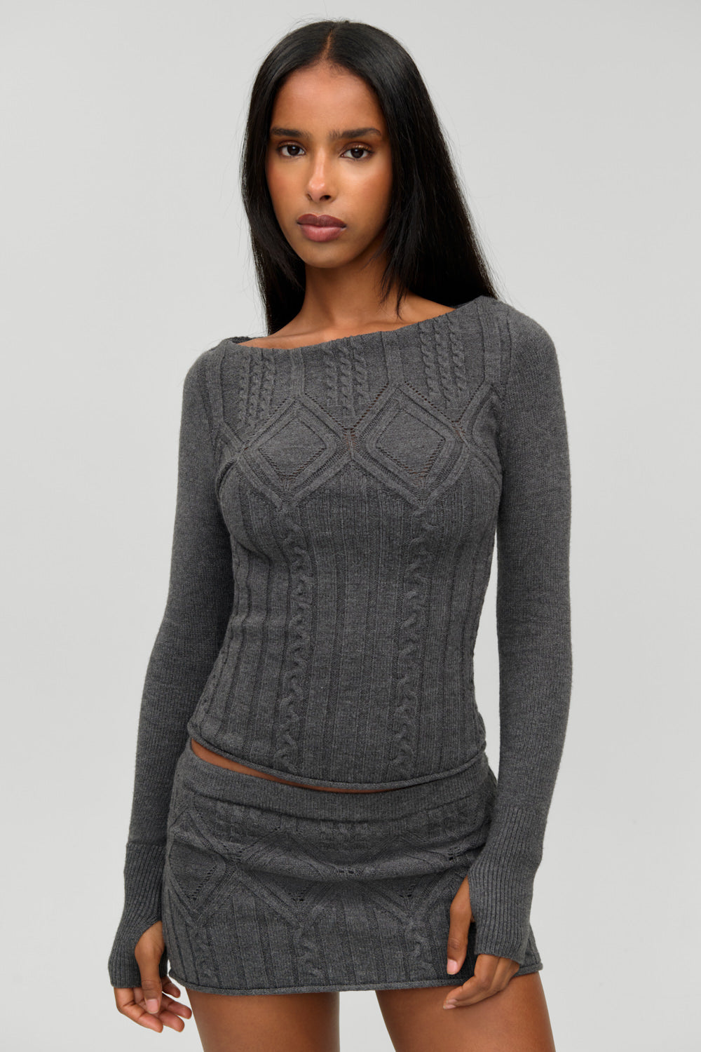 Cyprus Cloud Cable Knit Top  Winter Skies