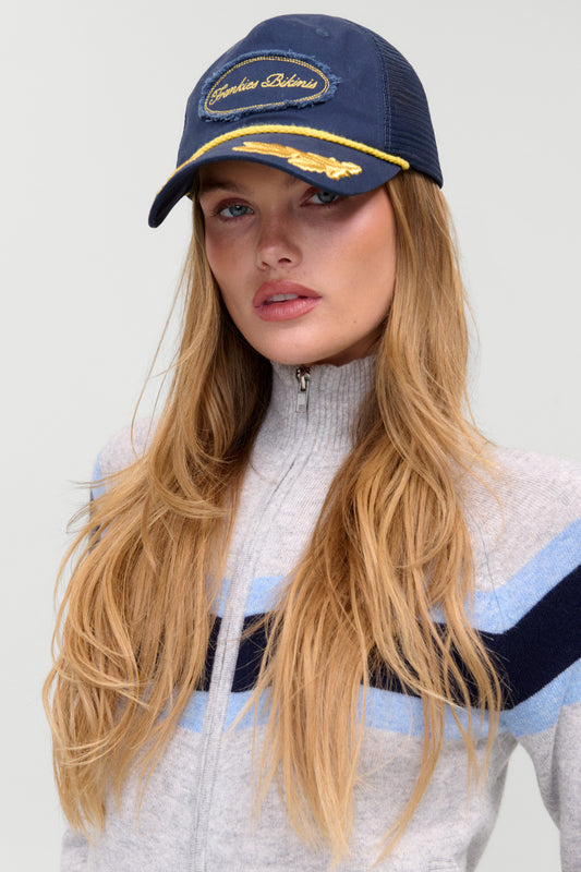 Dakota Canvas Trucker Hat - Bleacher Blue by Frankies Bikinis 