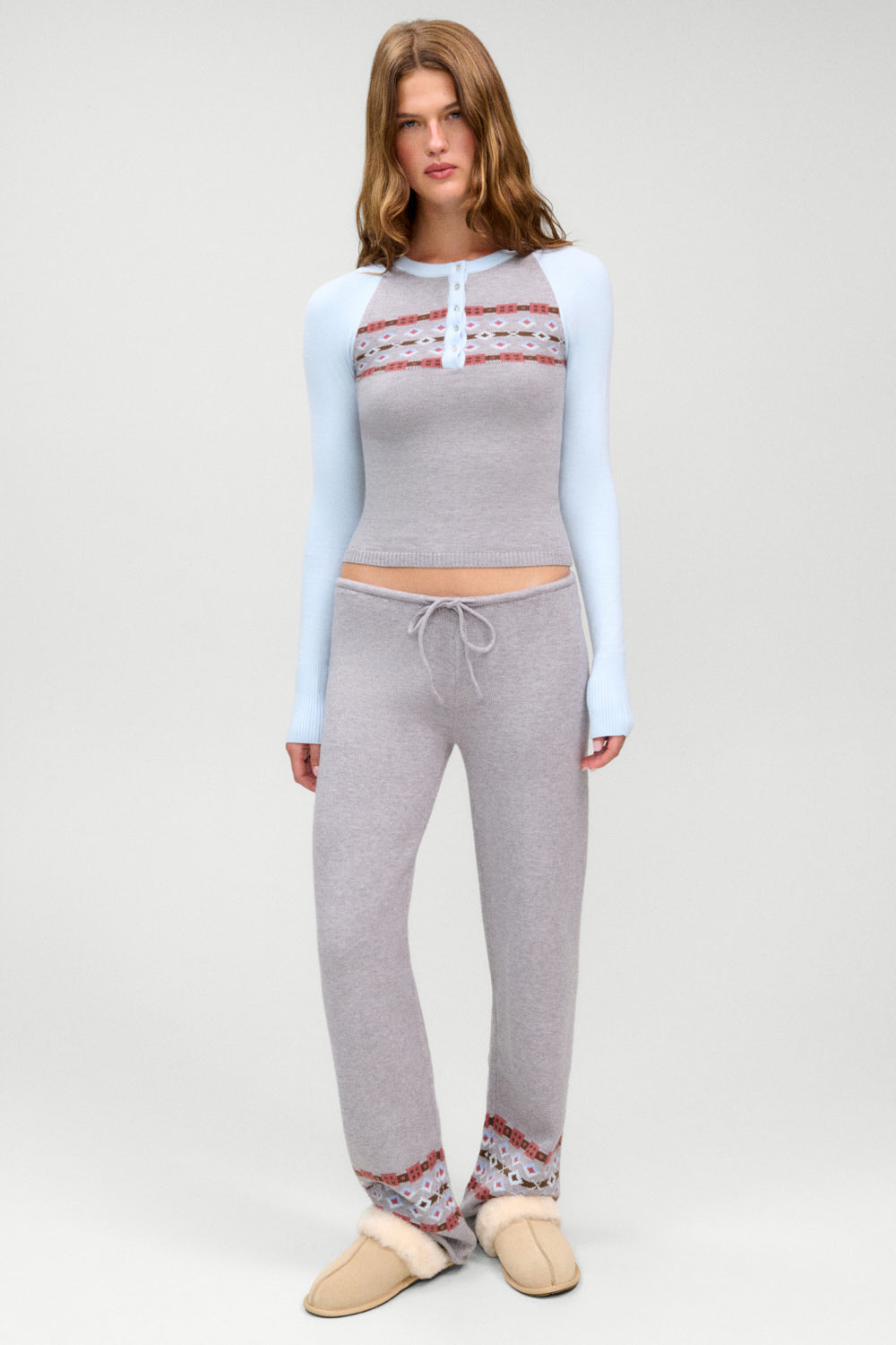 Darling Cloud Knit Long Sleeve Henley  Aspen