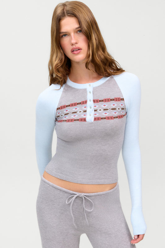 Product-Hover--Darling Cloud Knit Long Sleeve Henley - Aspen