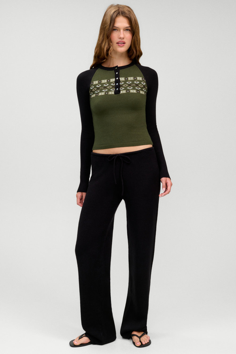 Darling Cloud Knit Long Sleeve Henley  Vail