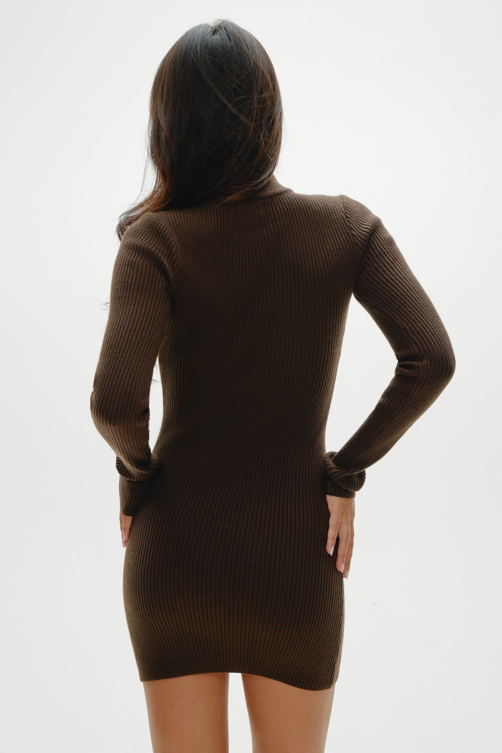 Date Night Knit Mini Dress  Chocolate Brown