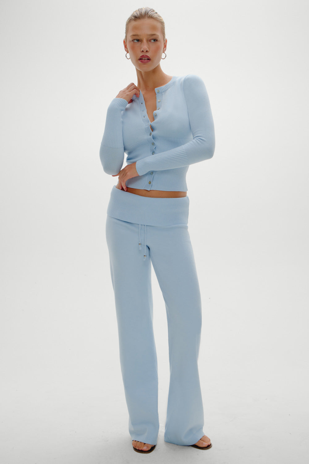 Dawson Knit Fold Over Pants - Daydream