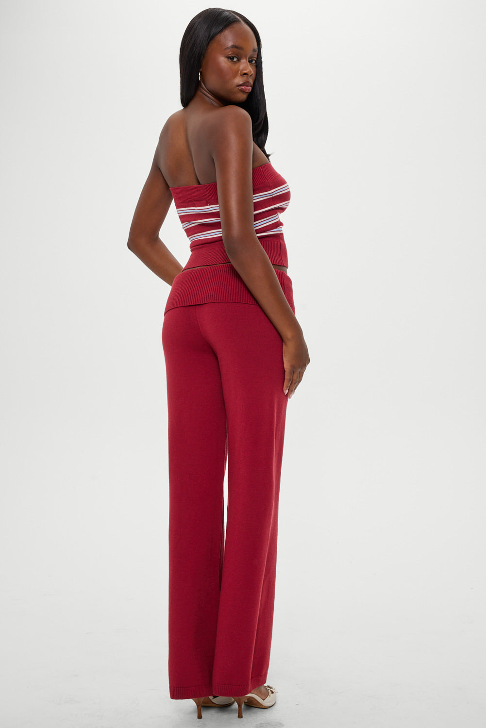 Dawson Knit Fold Over Pants  Rosewood