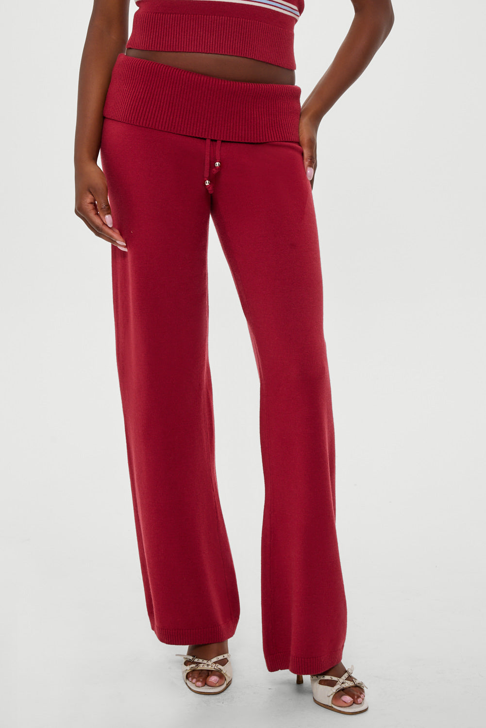 Dawson Knit Fold Over Pants  Rosewood