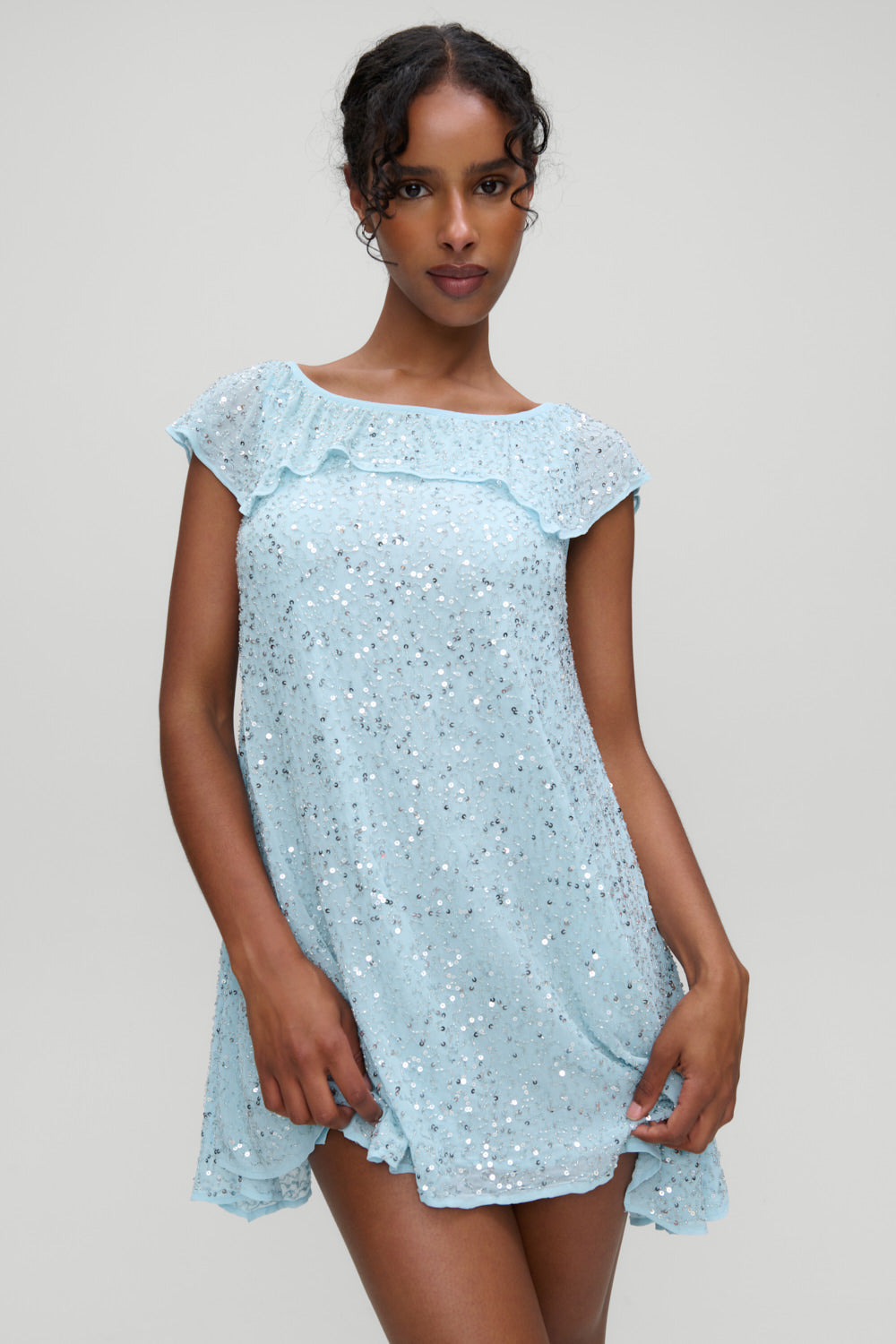 x Devon Lee Carlson Daydream Sequin Mini Dress  Blue Bloom