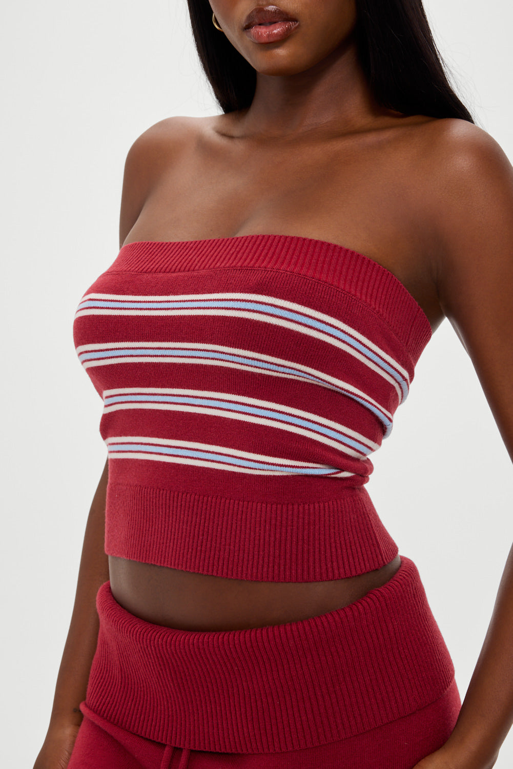 Destiny Knit Tube Top  Collegiate Stripe