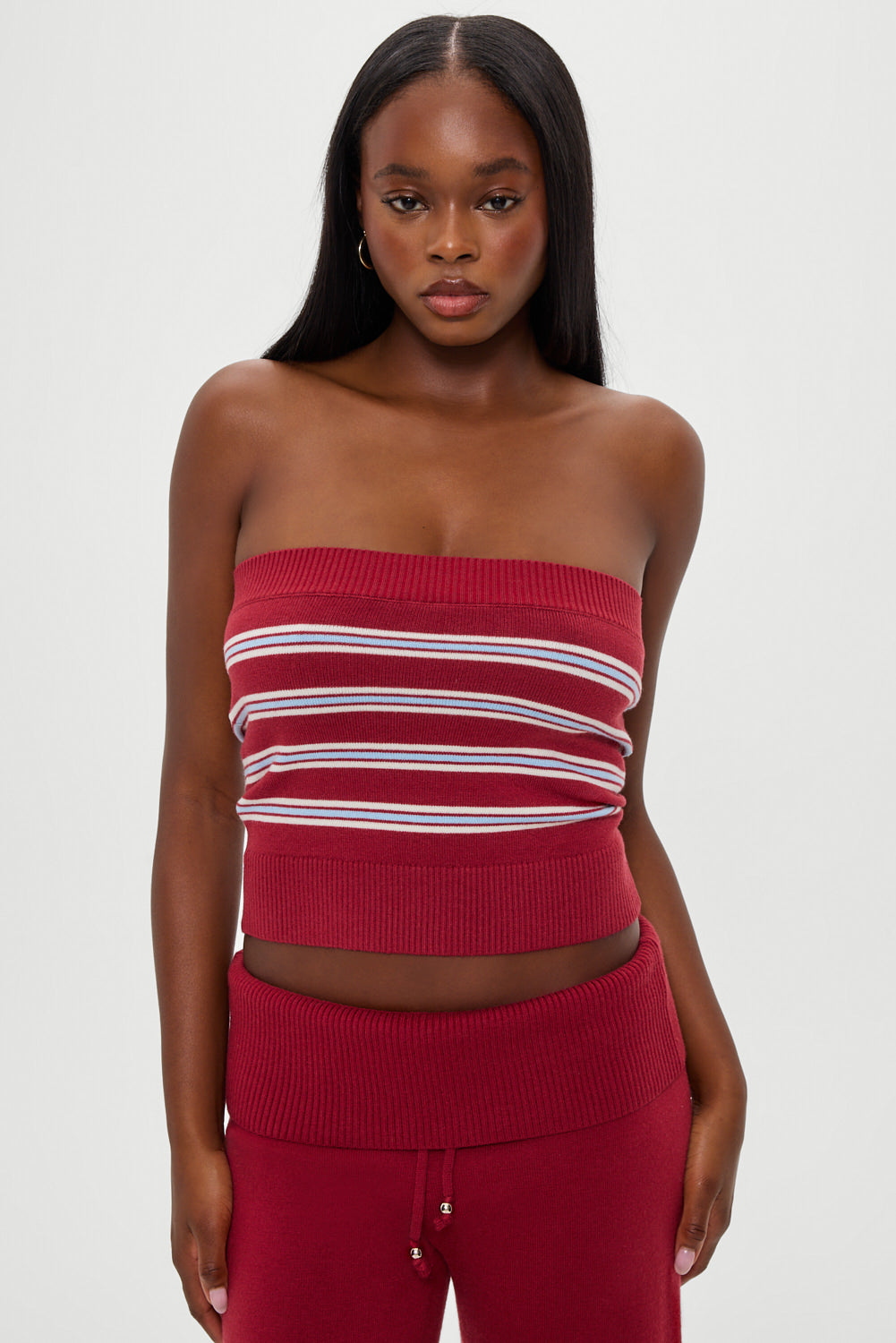 Destiny Knit Tube Top  Collegiate Stripe