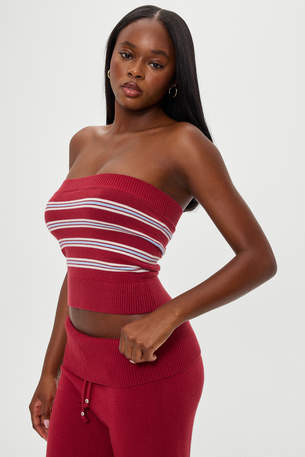 Destiny Knit Tube Top  Collegiate Stripe