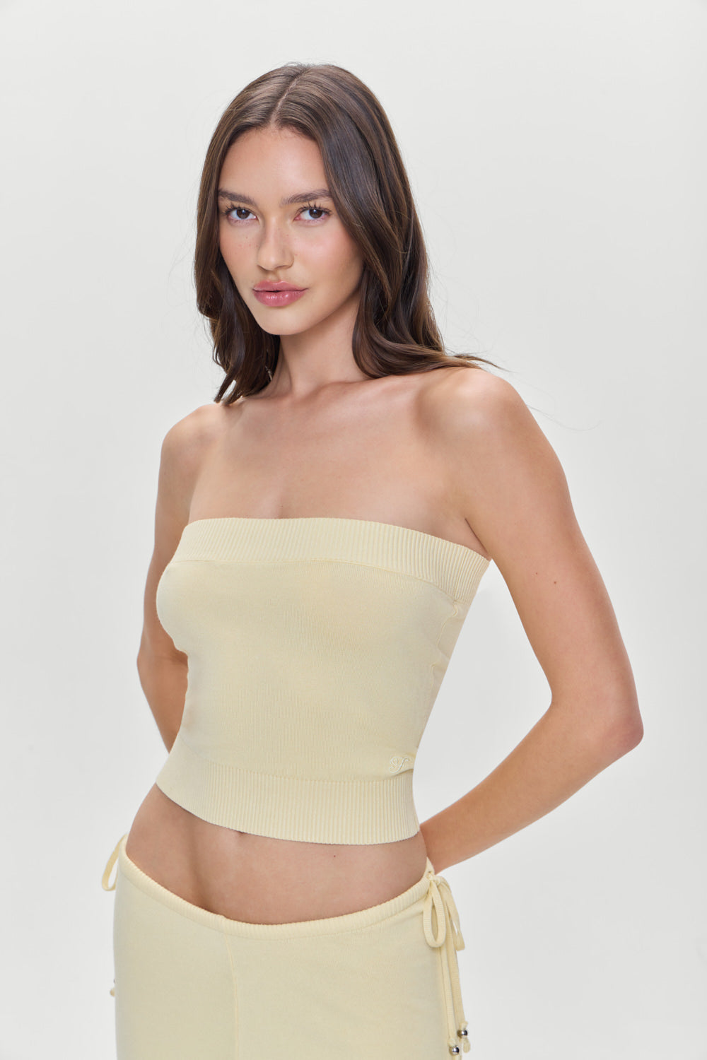 Destiny Knit Strapless Shirt  Buttercup