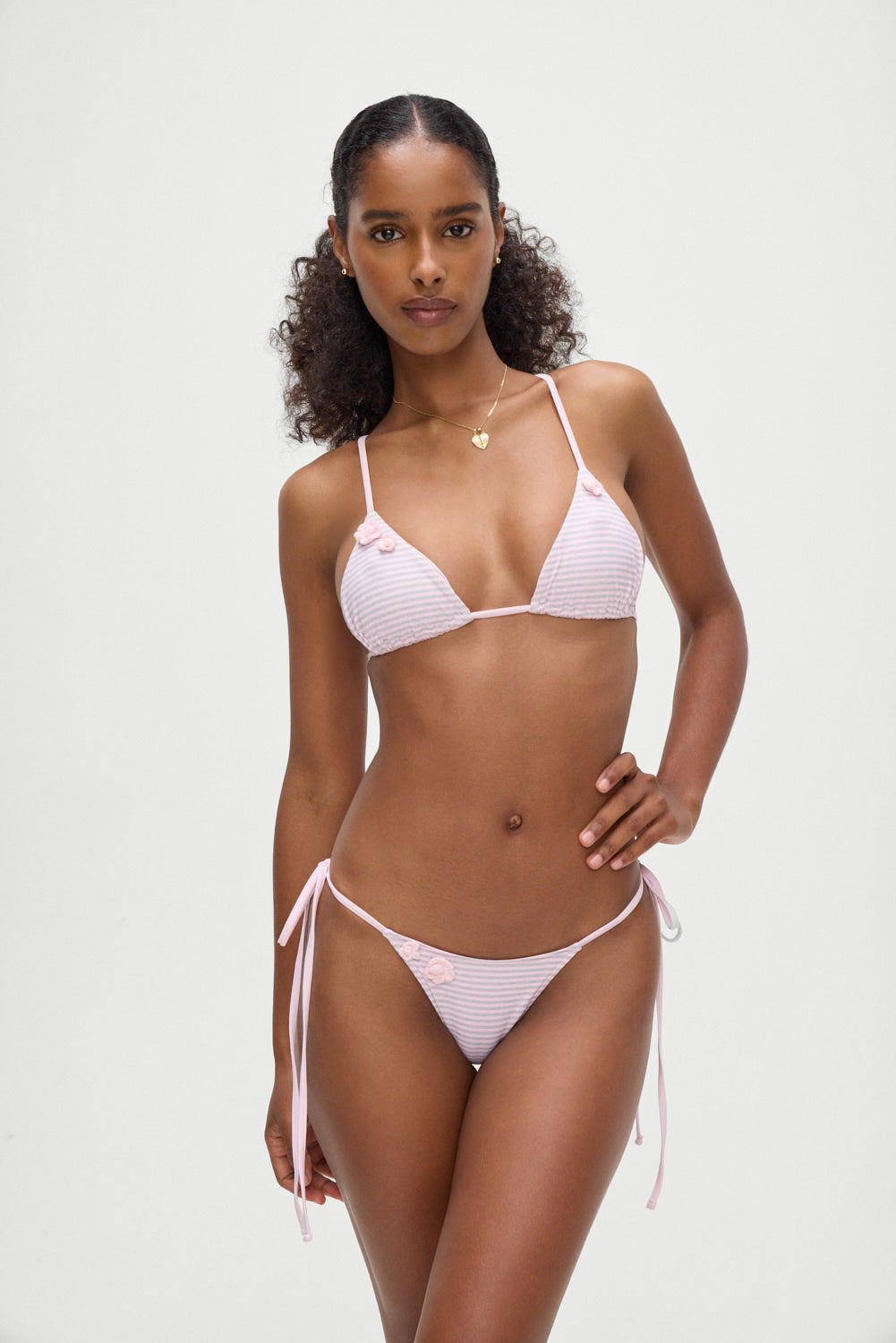 Divine Skimpy String Bikini Bottom   Rosewater Stripe