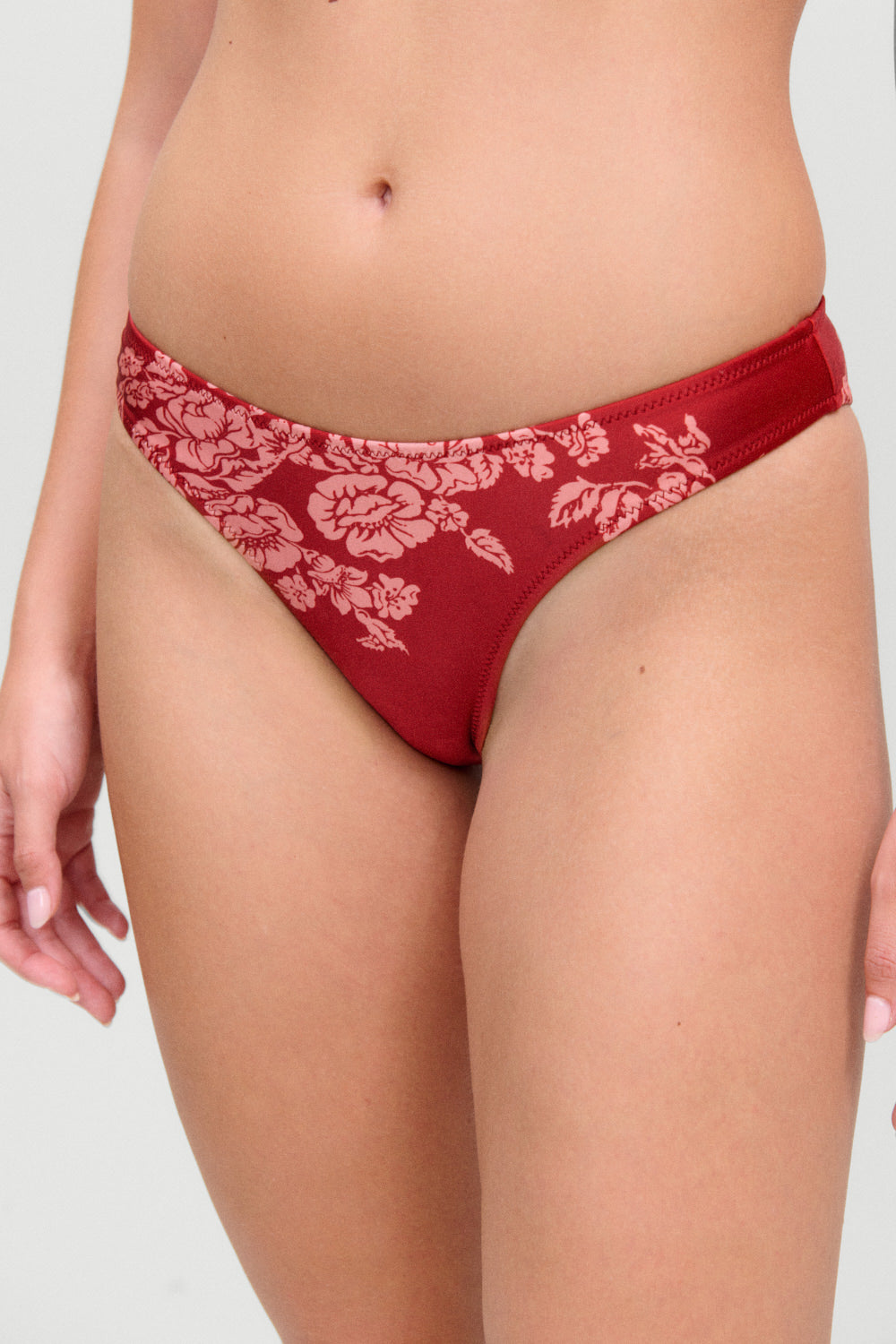 Dove Satin Classic Bikini Bottom  Scarlet Rose