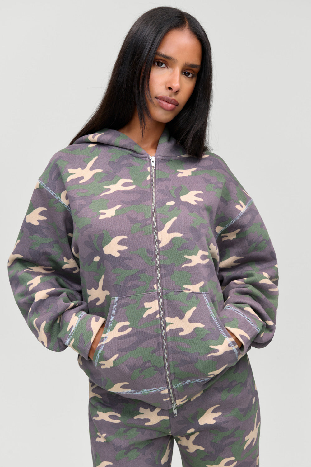 Drew Terry Zip Up Hoodie  Classic Camo