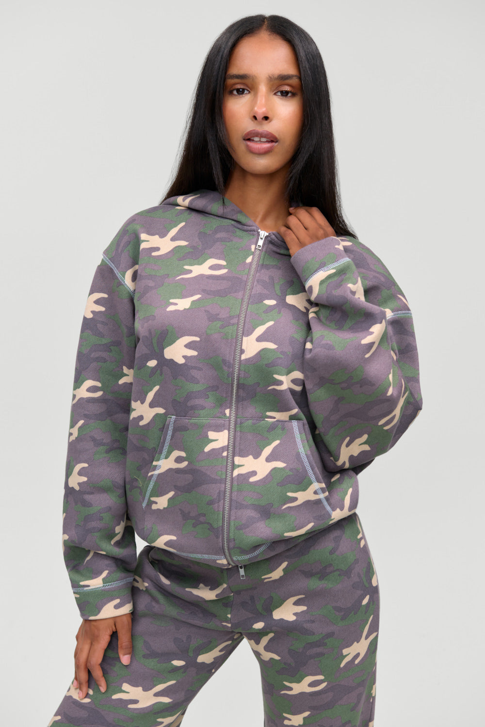 Drew Terry Zip Up Hoodie  Classic Camo