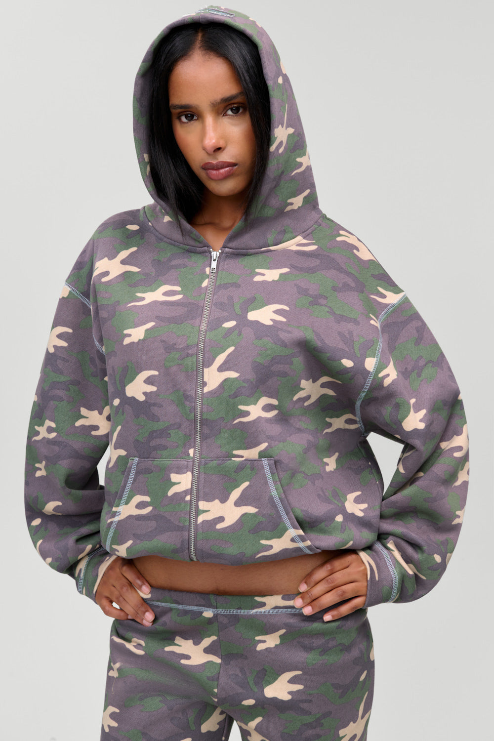 Drew Terry Zip Up Hoodie  Classic Camo