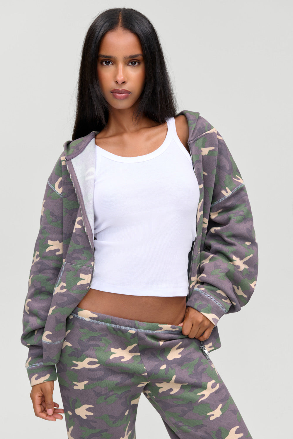 Drew Terry Zip Up Hoodie  Classic Camo