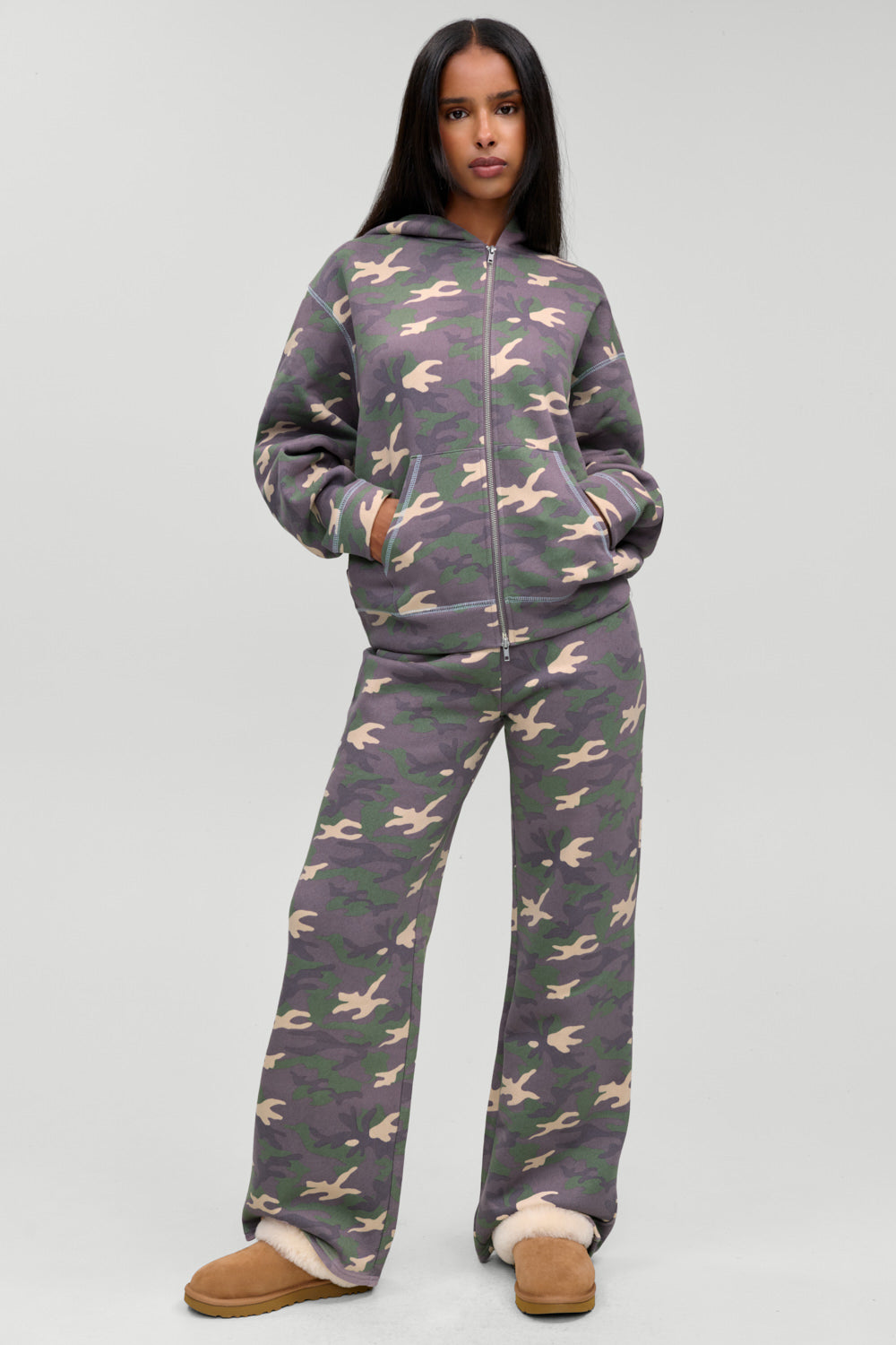 Drew Terry Zip Up Hoodie  Classic Camo