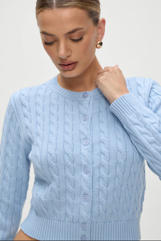 Product--Dudley Cable Knit Cardigan Dewdrop