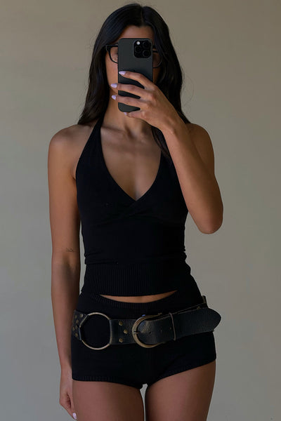 ◆as if calie◆ CALIE HOTFIX HALTERNECK SLEEVELESS BLACK CA2 SLEEVELESS - 에즈이프캘리(asifCALIE)