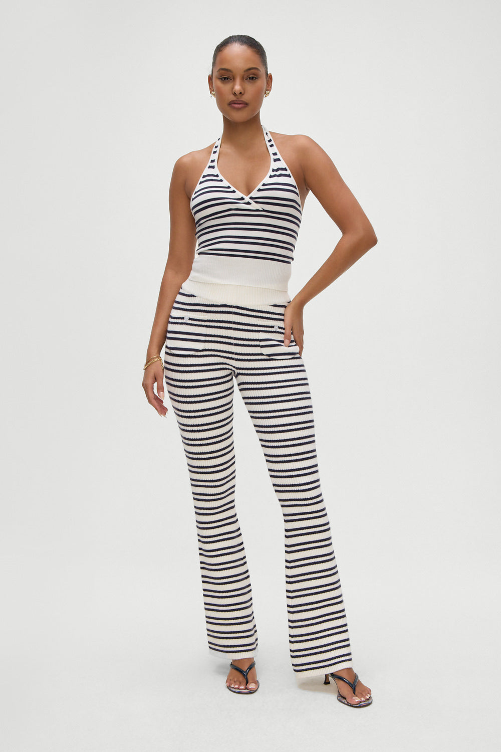 Dylan Knit Halter Top - Starlit Stripe