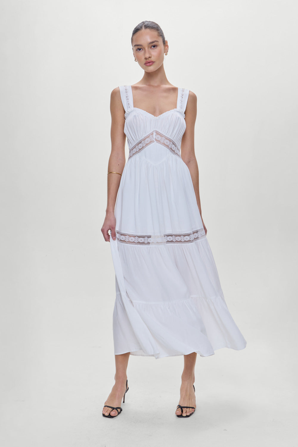 Eden Ruffle Maxi Dress  White