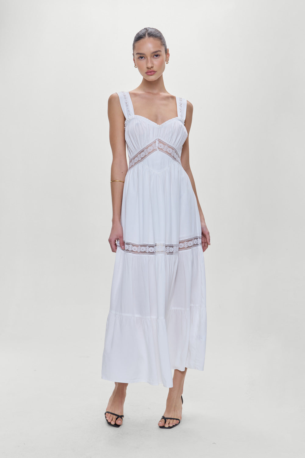 Eden Ruffle Maxi Dress  White