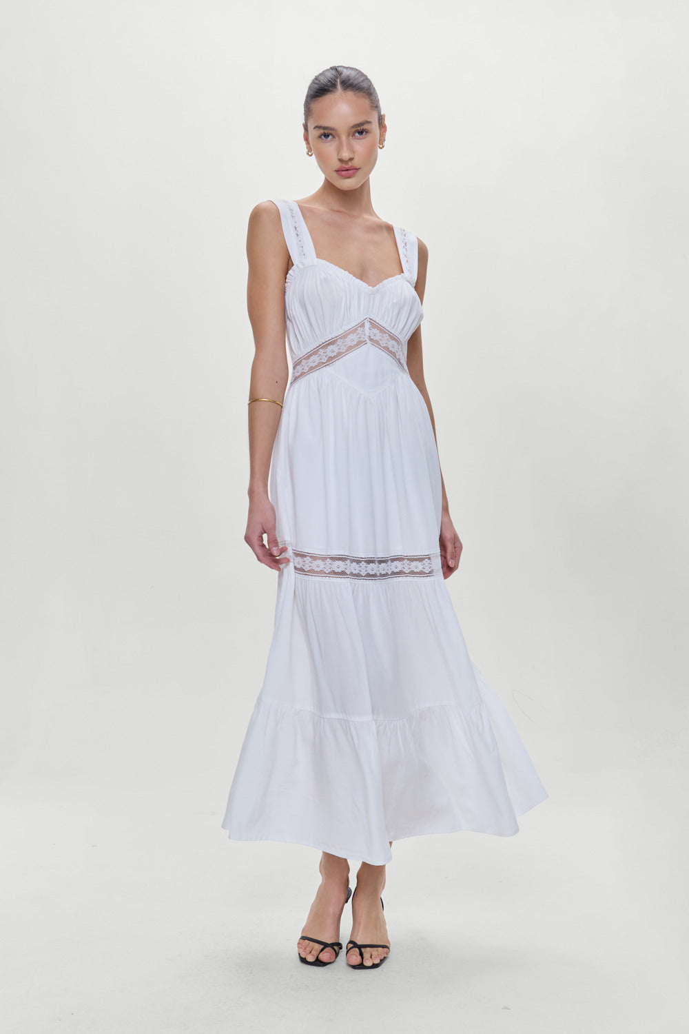 Eden Ruffle Maxi Dress  White