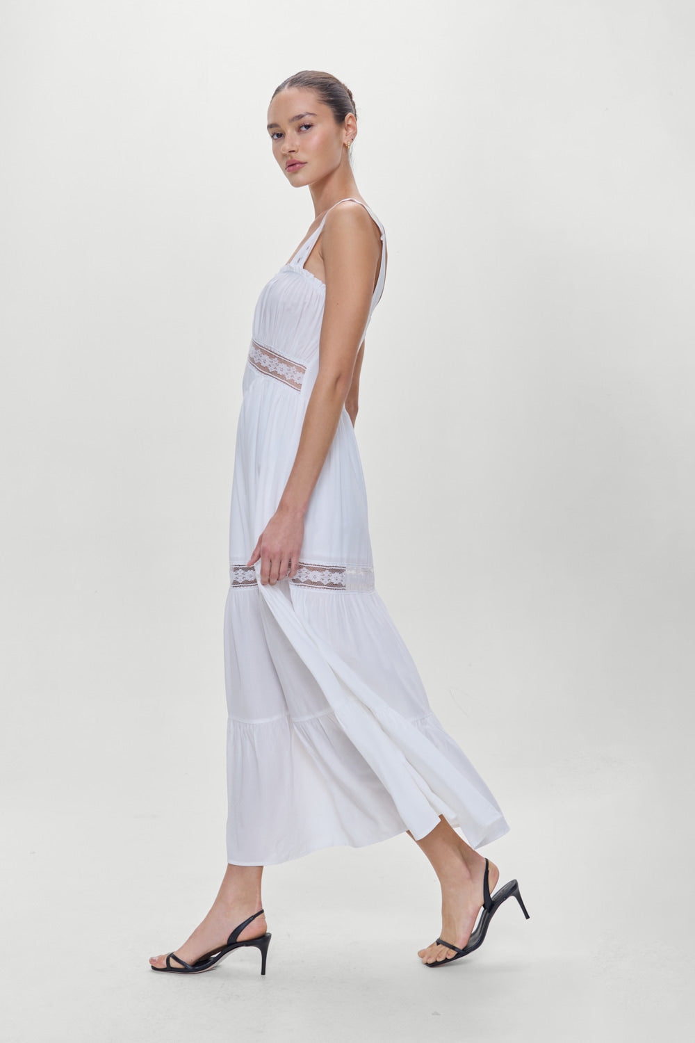 Eden Ruffle Maxi Dress  White