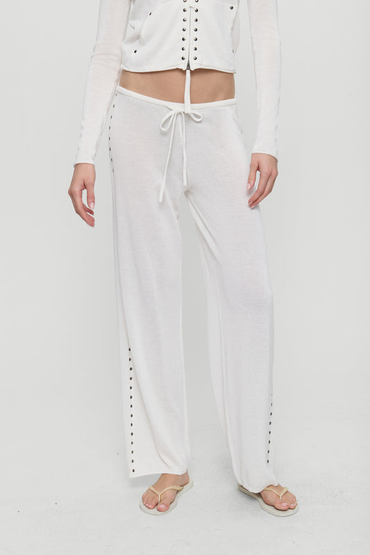 Product--Ela Low Rise Knit Pants - Coconut Cream