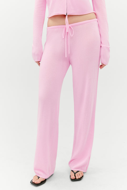 Product--Ela Low Rise Knit Pants - Pink Cloud