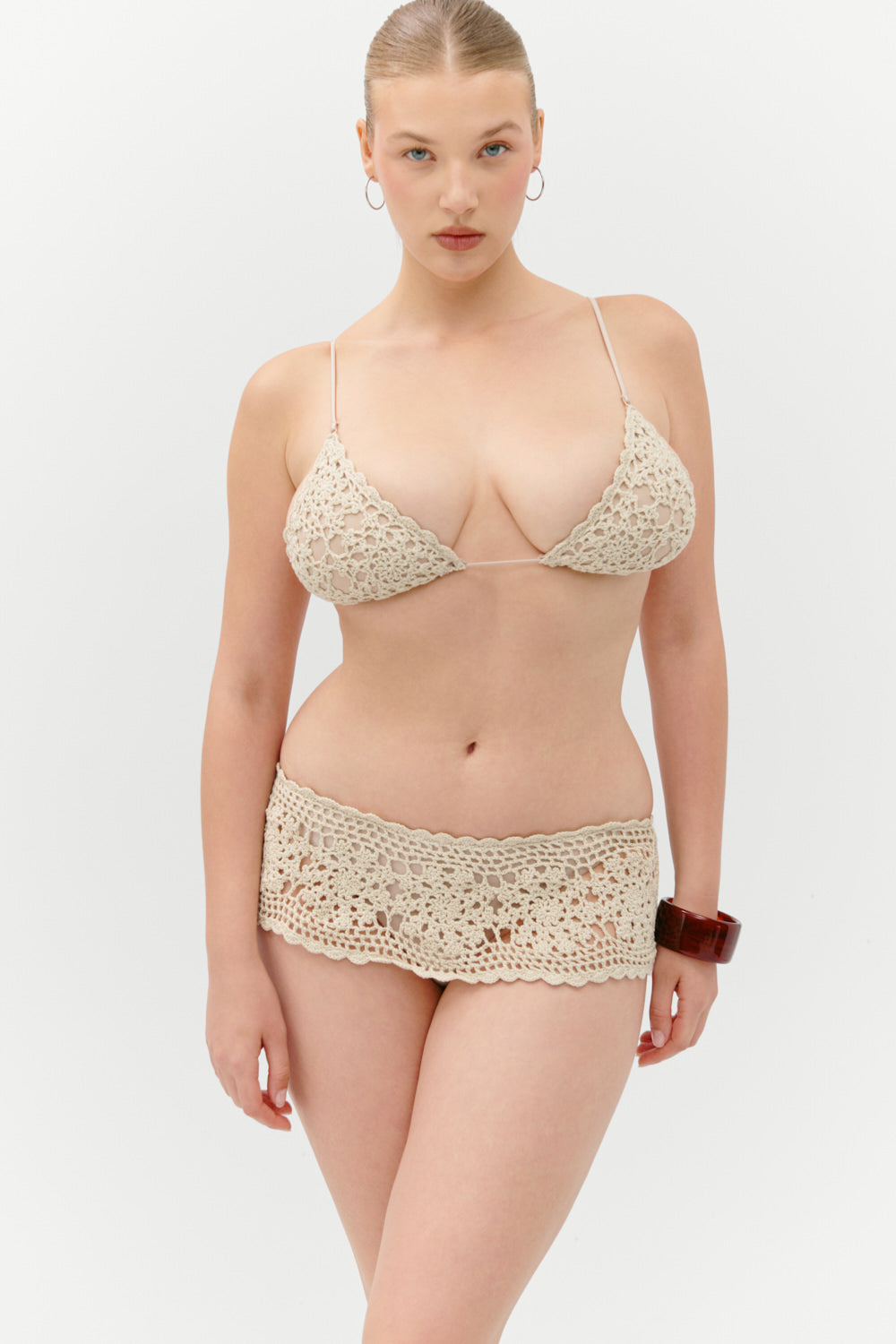 Elena Crochet Shine Bikini Top  Birthday Suit