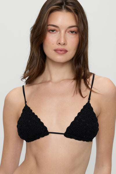 Elena Crochet Shine Bikini Top - Black Elena Crochet Shine Bikini Top - Black